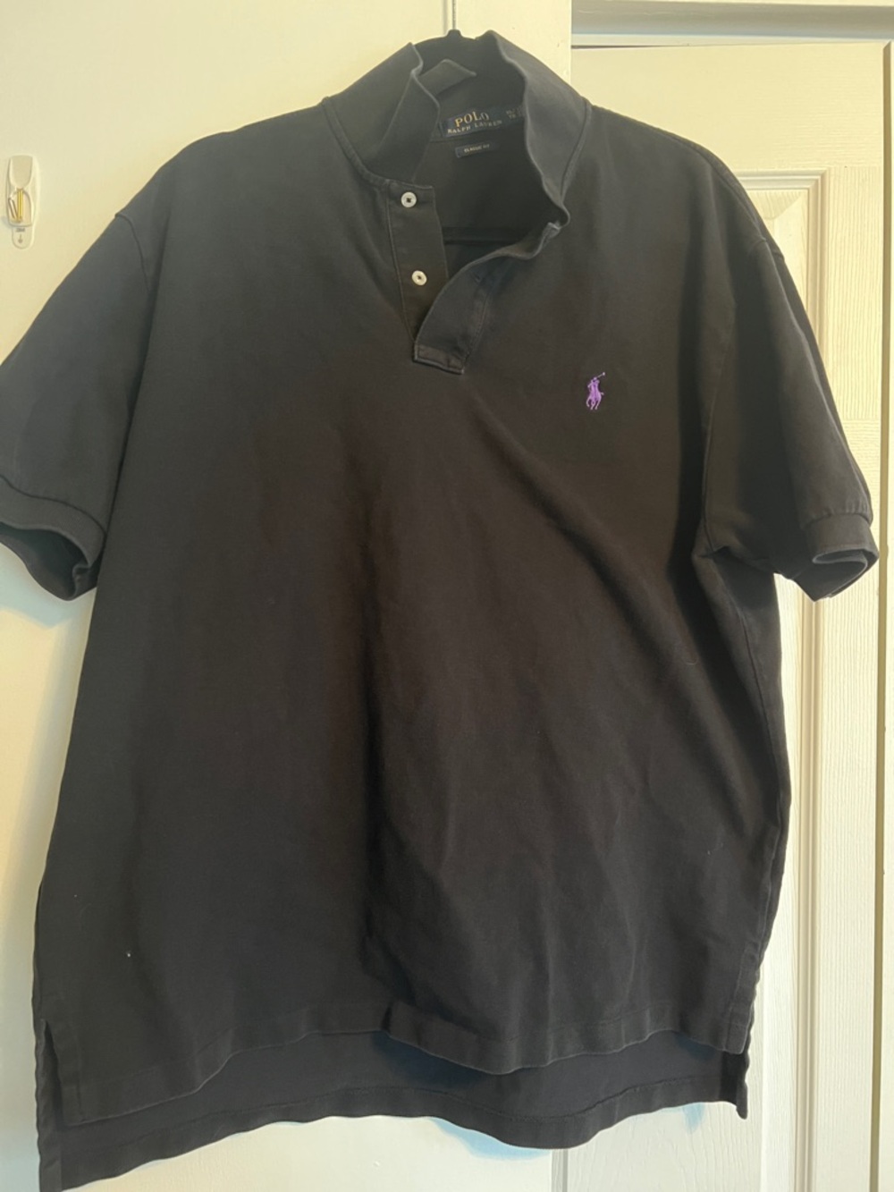 Polo by Ralph Lauren Black Short-Sleeve Polo with Purple Pony